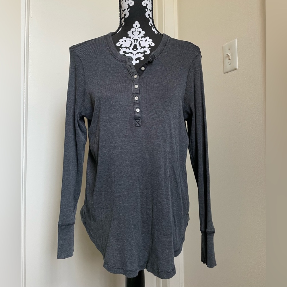 Aerie Charcoal Long Sleeve Henley Top